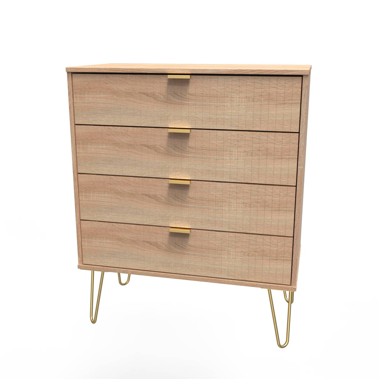 Linear 4 Drawer Chest with Gold Hairpin Legs