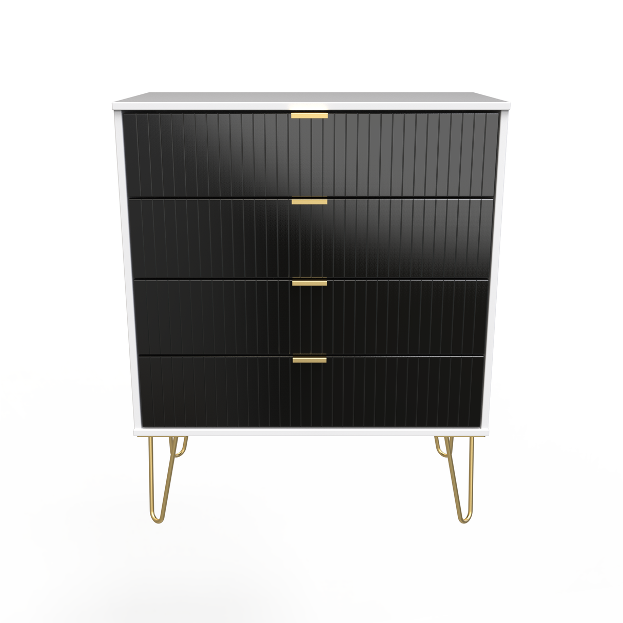 Linear 4 Drawer Chest with Gold Hairpin Legs