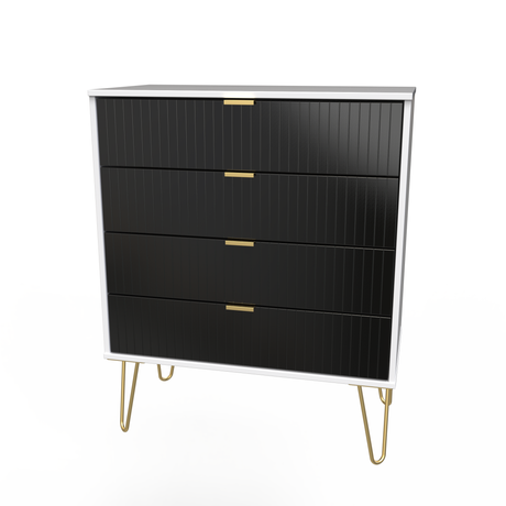 Linear 4 Drawer Chest with Gold Hairpin Legs