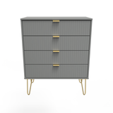 Linear 4 Drawer Chest with Gold Hairpin Legs