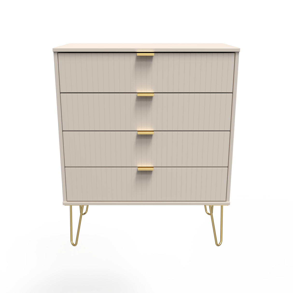 Linear 4 Drawer Chest with Gold Hairpin Legs