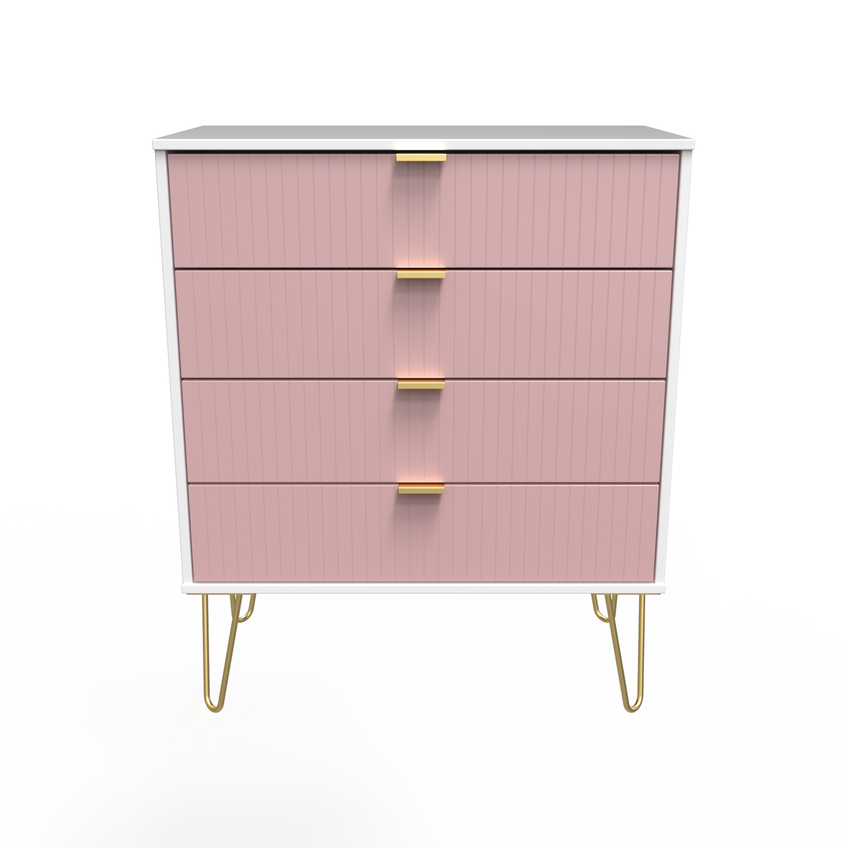 Linear 4 Drawer Chest with Gold Hairpin Legs