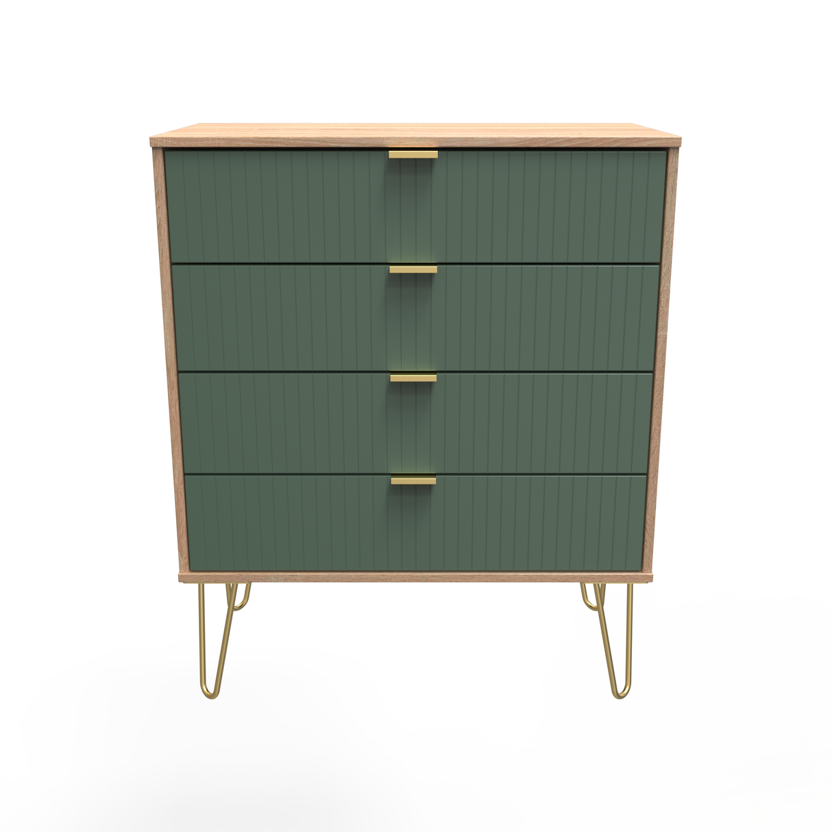 Linear 4 Drawer Chest with Gold Hairpin Legs