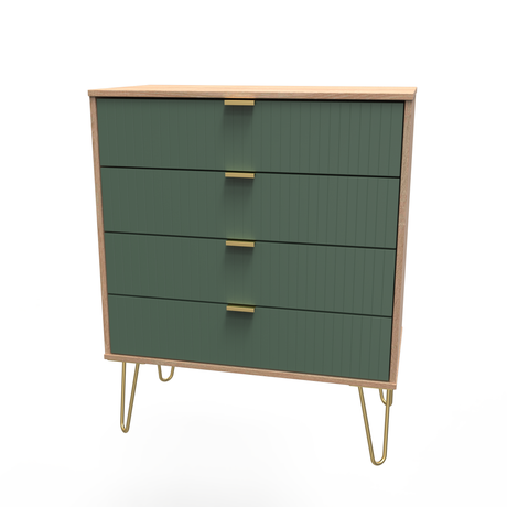 Linear 4 Drawer Chest with Gold Hairpin Legs