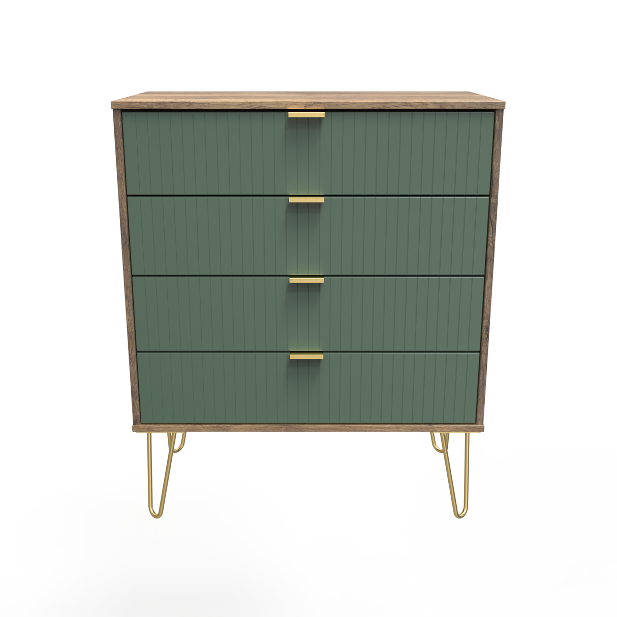 Linear 4 Drawer Chest with Gold Hairpin Legs