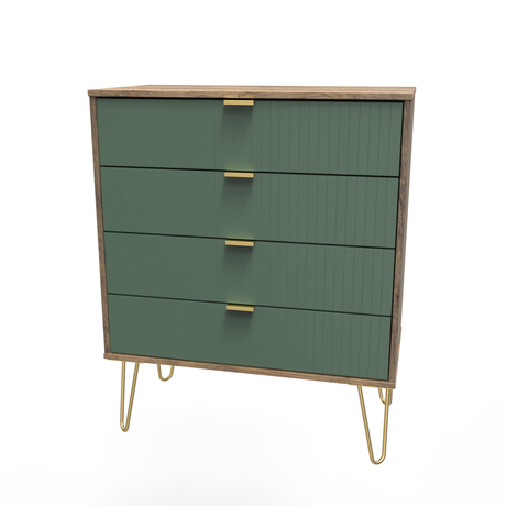 Linear 4 Drawer Chest with Gold Hairpin Legs