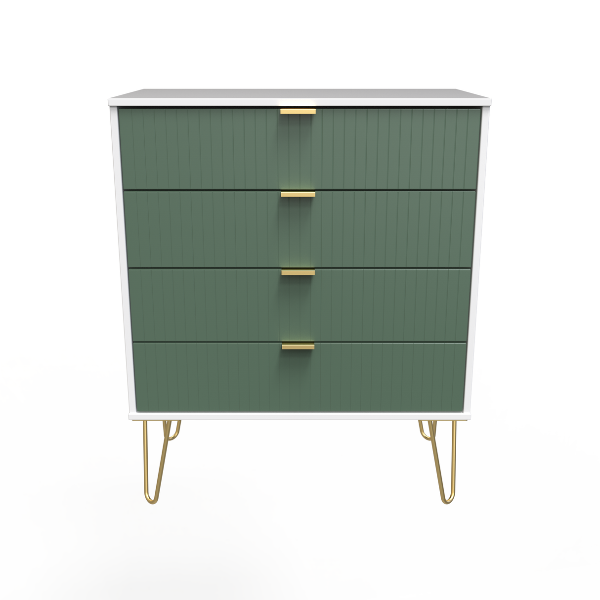 Linear 4 Drawer Chest with Gold Hairpin Legs