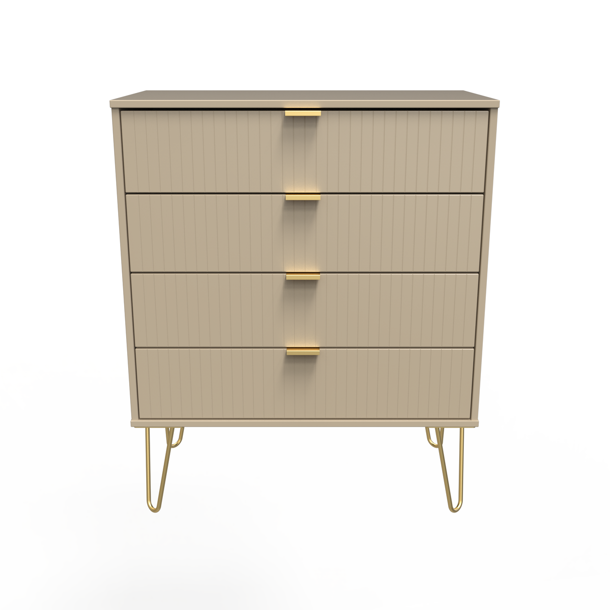 Linear 4 Drawer Chest with Gold Hairpin Legs