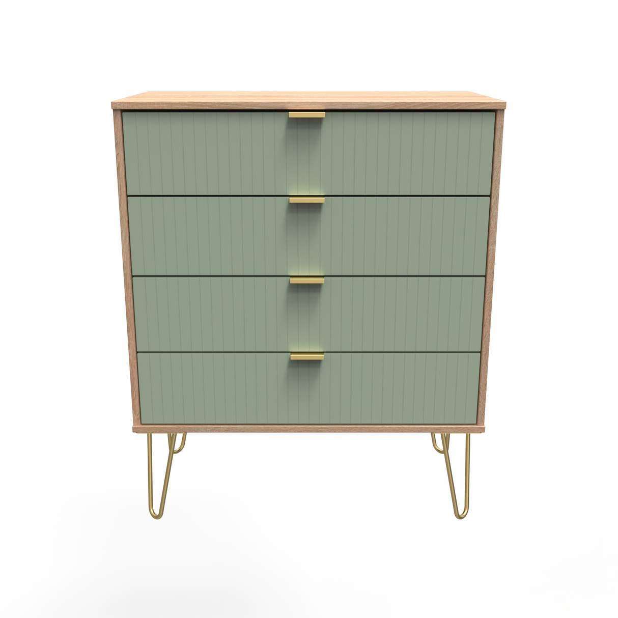 Linear 4 Drawer Chest with Gold Hairpin Legs