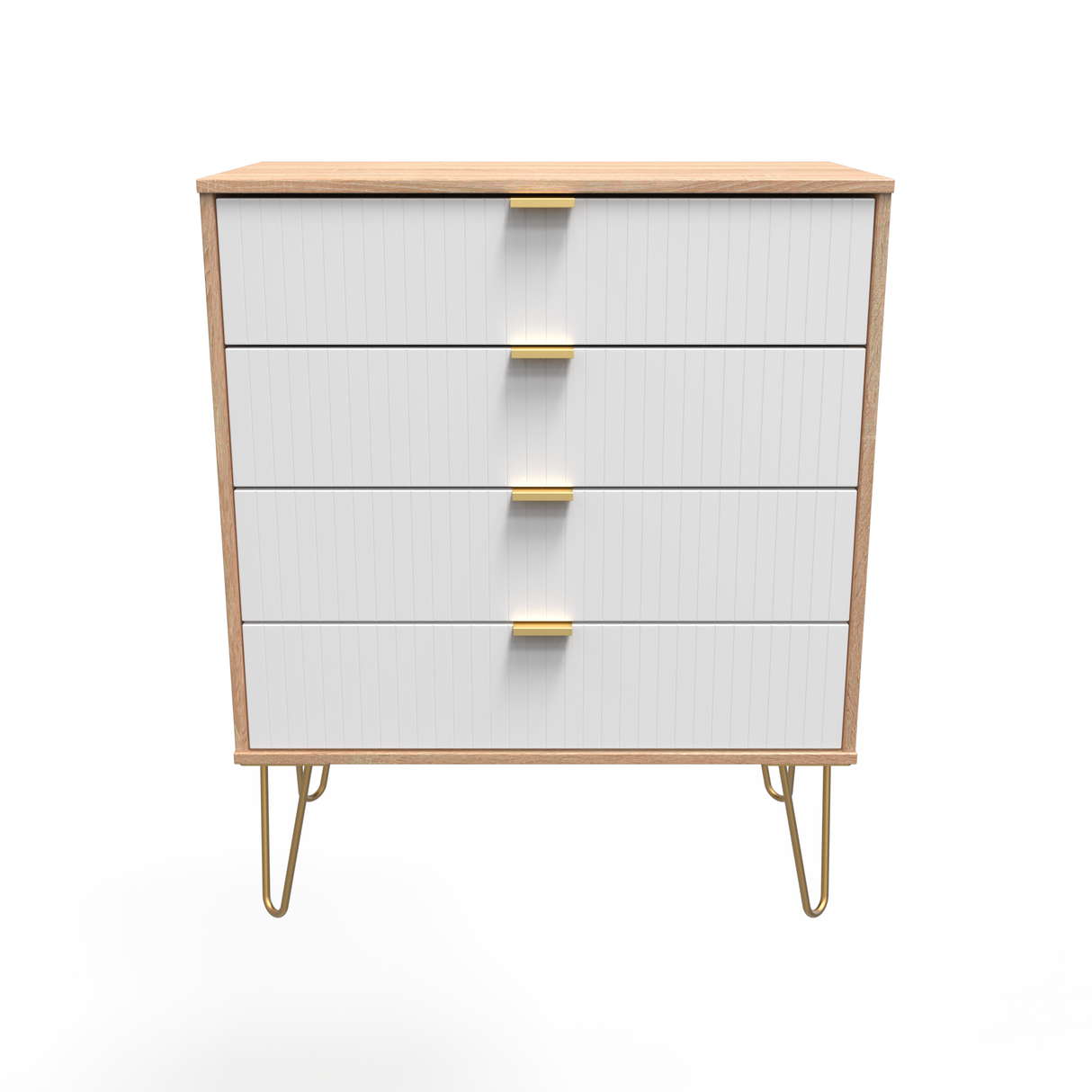 Linear 4 Drawer Chest with Gold Hairpin Legs