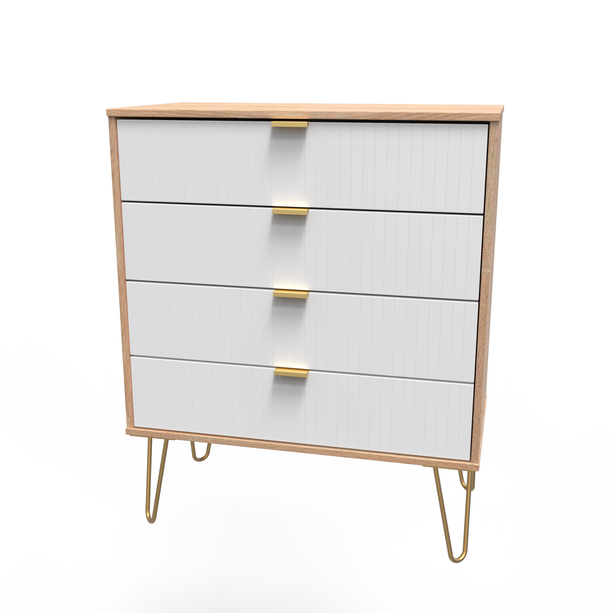 Linear 4 Drawer Chest with Gold Hairpin Legs