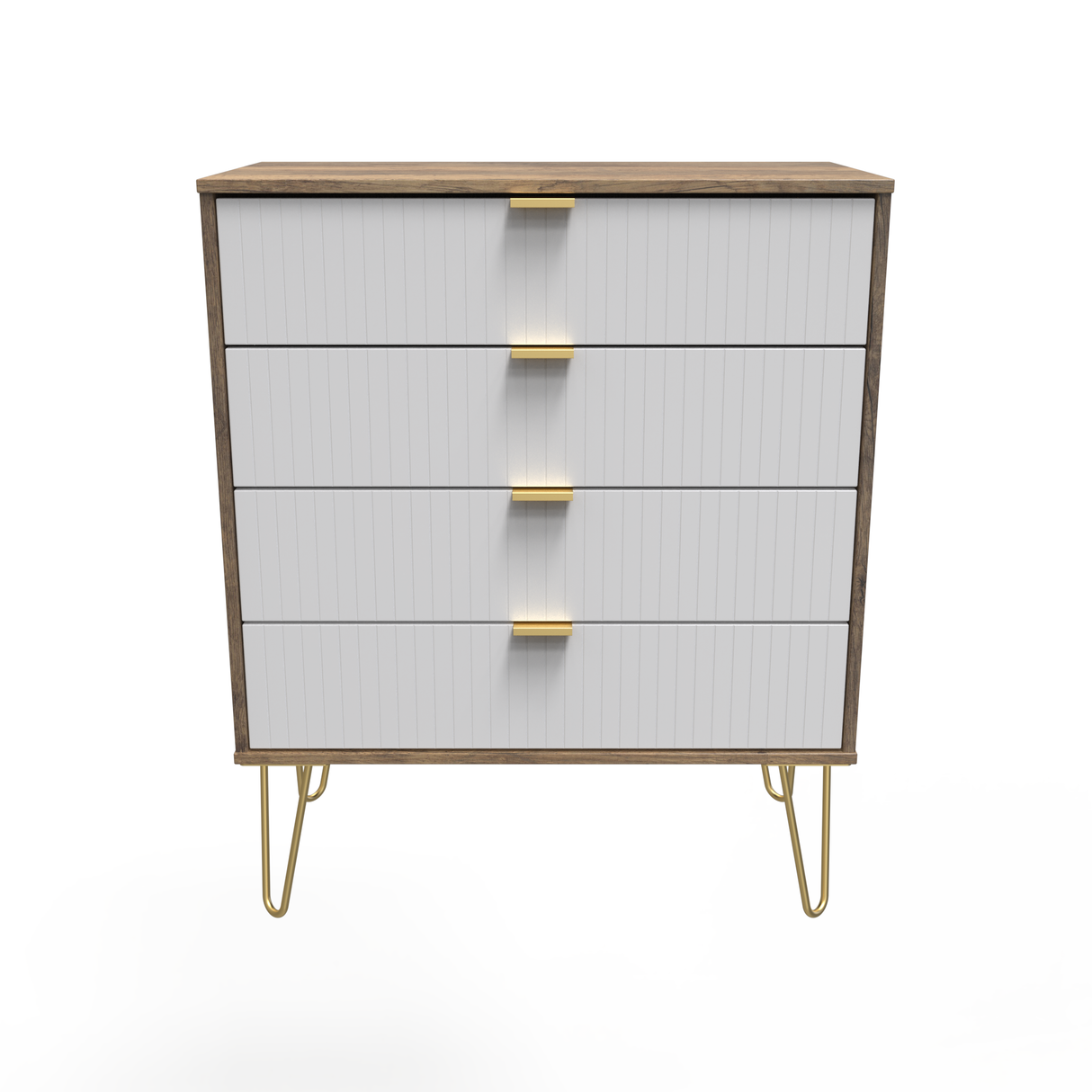 Linear 4 Drawer Chest with Gold Hairpin Legs