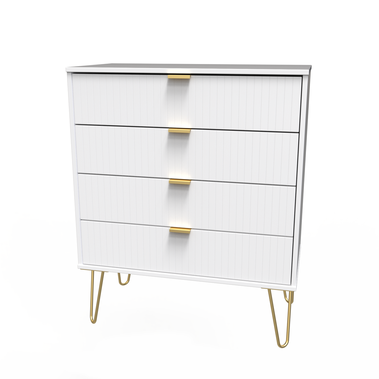 Linear 4 Drawer Chest with Gold Hairpin Legs