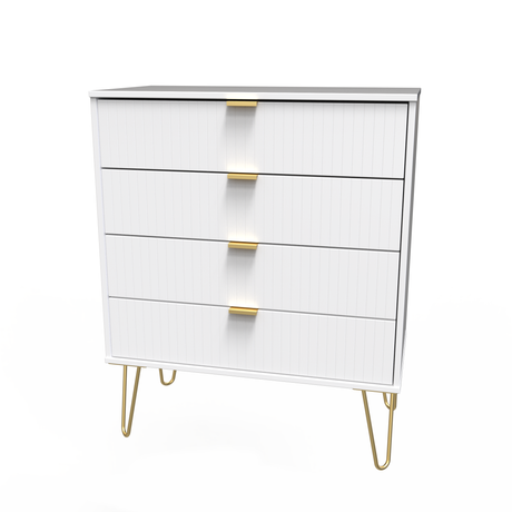 Linear 4 Drawer Chest with Gold Hairpin Legs