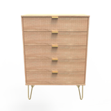 Linear 5 Drawer Chest with Gold Hairpin Legs