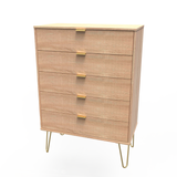 Linear 5 Drawer Chest with Gold Hairpin Legs