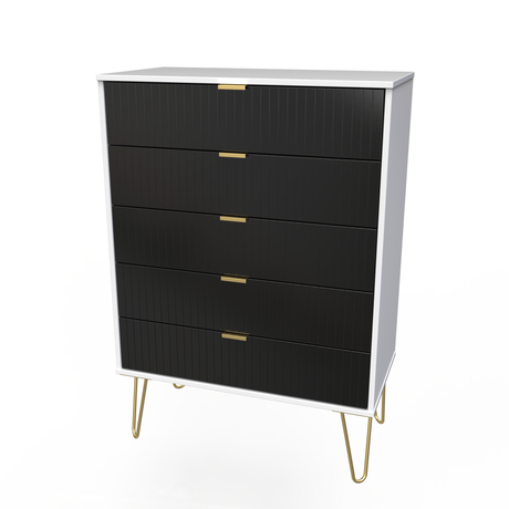 Linear 5 Drawer Chest with Gold Hairpin Legs