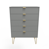 Linear 5 Drawer Chest with Gold Hairpin Legs