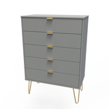 Linear 5 Drawer Chest with Gold Hairpin Legs