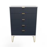 Linear 5 Drawer Chest with Gold Hairpin Legs