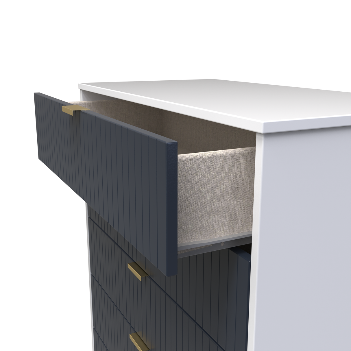 Linear 5 Drawer Chest with Gold Hairpin Legs