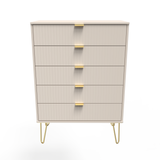 Linear 5 Drawer Chest with Gold Hairpin Legs