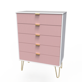 Linear 5 Drawer Chest with Gold Hairpin Legs