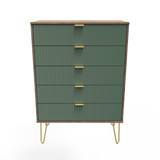 Linear 5 Drawer Chest with Gold Hairpin Legs