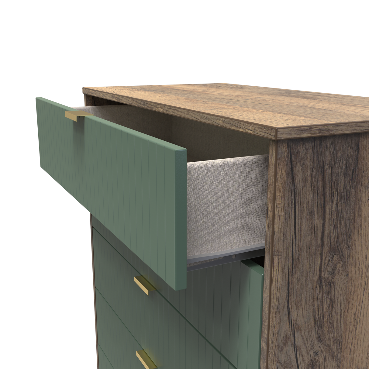 Linear 5 Drawer Chest with Gold Hairpin Legs