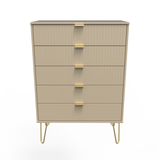 Linear 5 Drawer Chest with Gold Hairpin Legs