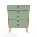 Linear 5 Drawer Chest with Gold Hairpin Legs