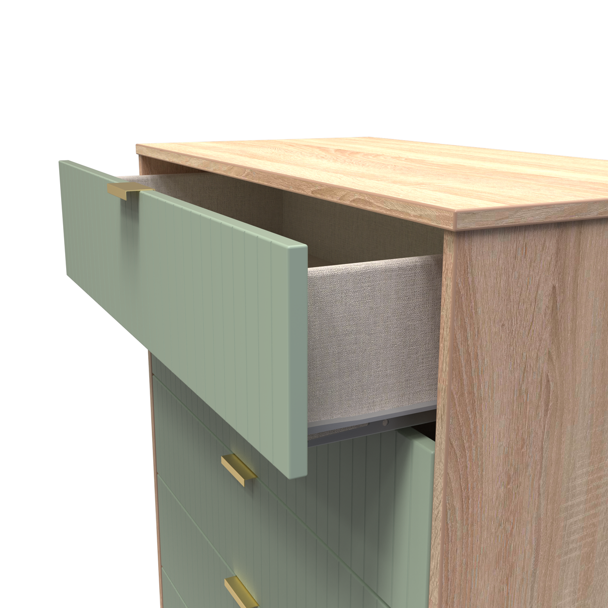 Linear 5 Drawer Chest with Gold Hairpin Legs