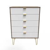 Linear 5 Drawer Chest with Gold Hairpin Legs