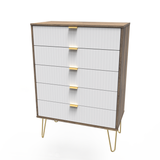 Linear 5 Drawer Chest with Gold Hairpin Legs