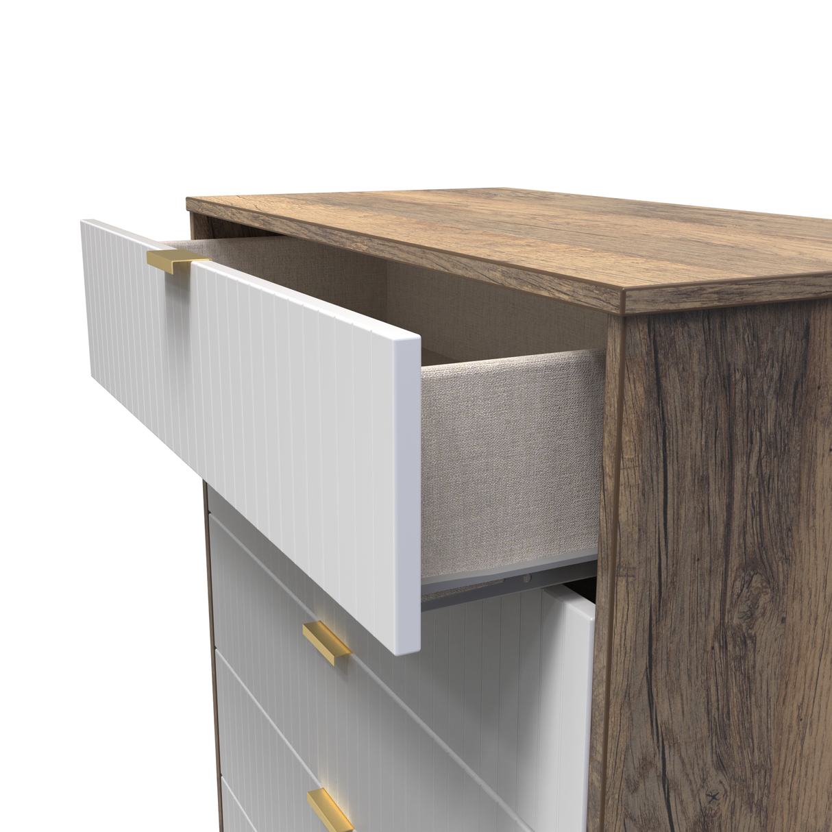 Linear 5 Drawer Chest with Gold Hairpin Legs