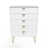 Linear 5 Drawer Chest with Gold Hairpin Legs