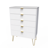 Linear 5 Drawer Chest with Gold Hairpin Legs