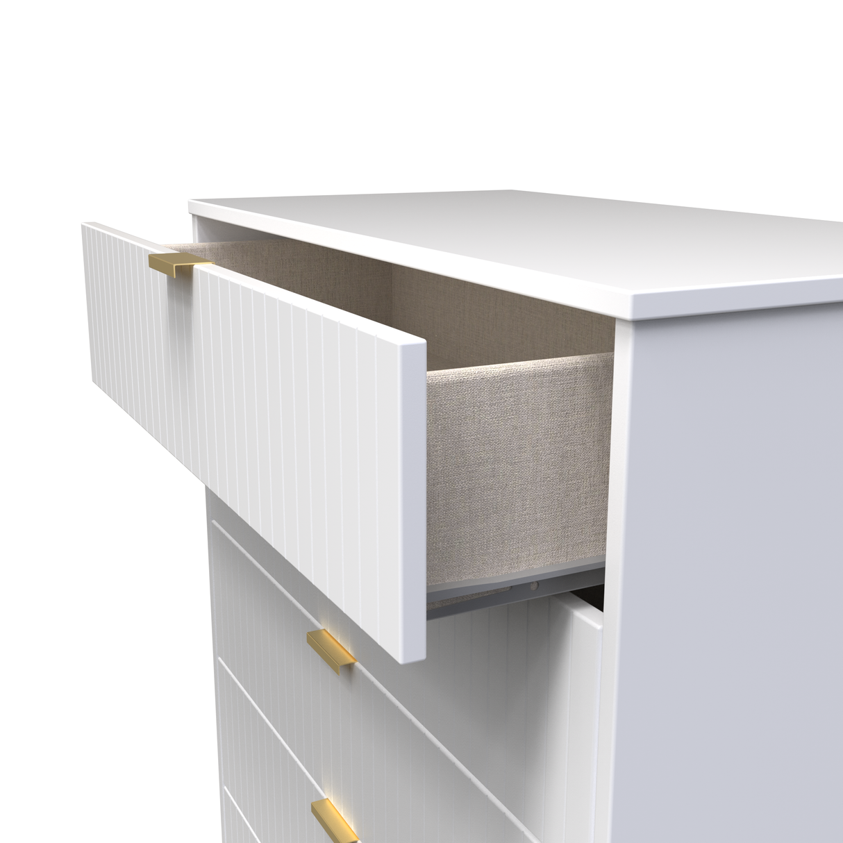 Linear 5 Drawer Chest with Gold Hairpin Legs