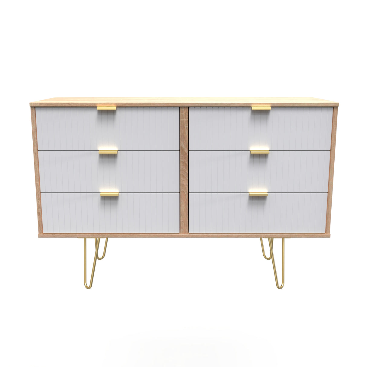 Linear 5 Drawer Chest with Gold Hairpin Legs