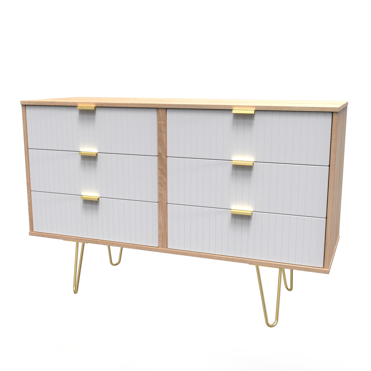 Linear 5 Drawer Chest with Gold Hairpin Legs