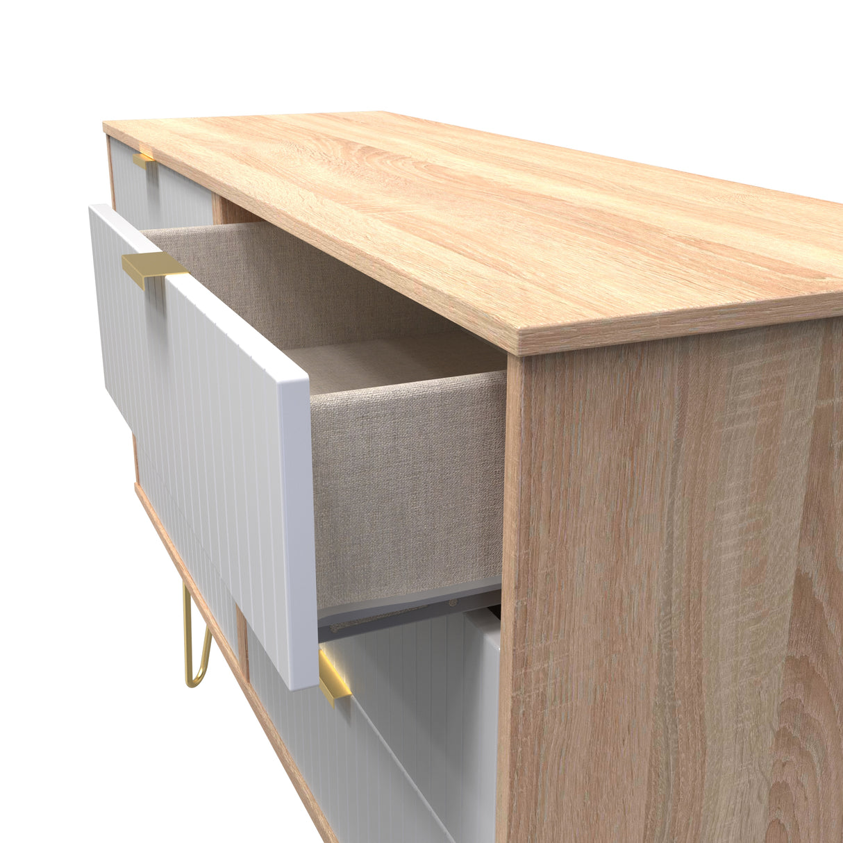 Linear 5 Drawer Chest with Gold Hairpin Legs