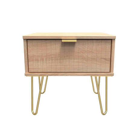 Linear 1 Drawer Bedside Cabinet with Gold Hairpin Legs