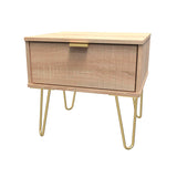 Linear 1 Drawer Bedside Cabinet with Gold Hairpin Legs