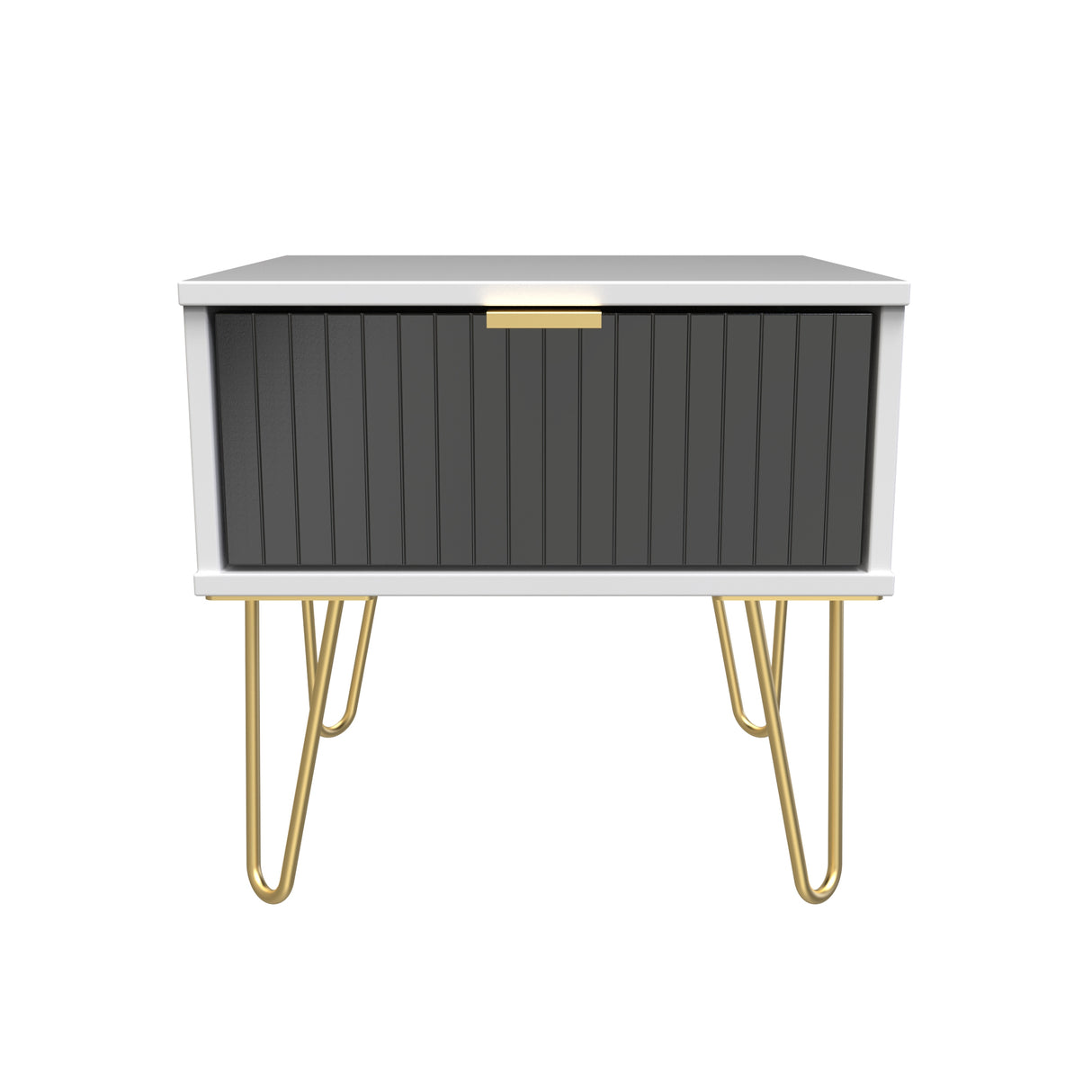 Linear 1 Drawer Bedside Cabinet with Gold Hairpin Legs