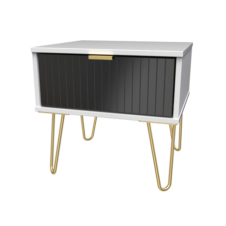 Linear 1 Drawer Bedside Cabinet with Gold Hairpin Legs