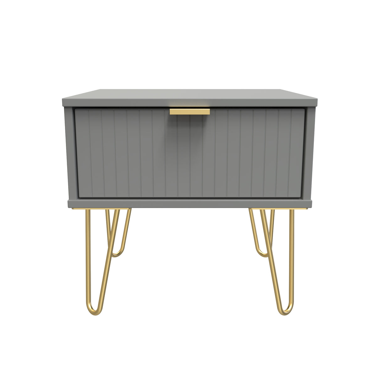 Linear 1 Drawer Bedside Cabinet with Gold Hairpin Legs