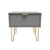 Linear 1 Drawer Bedside Cabinet with Gold Hairpin Legs