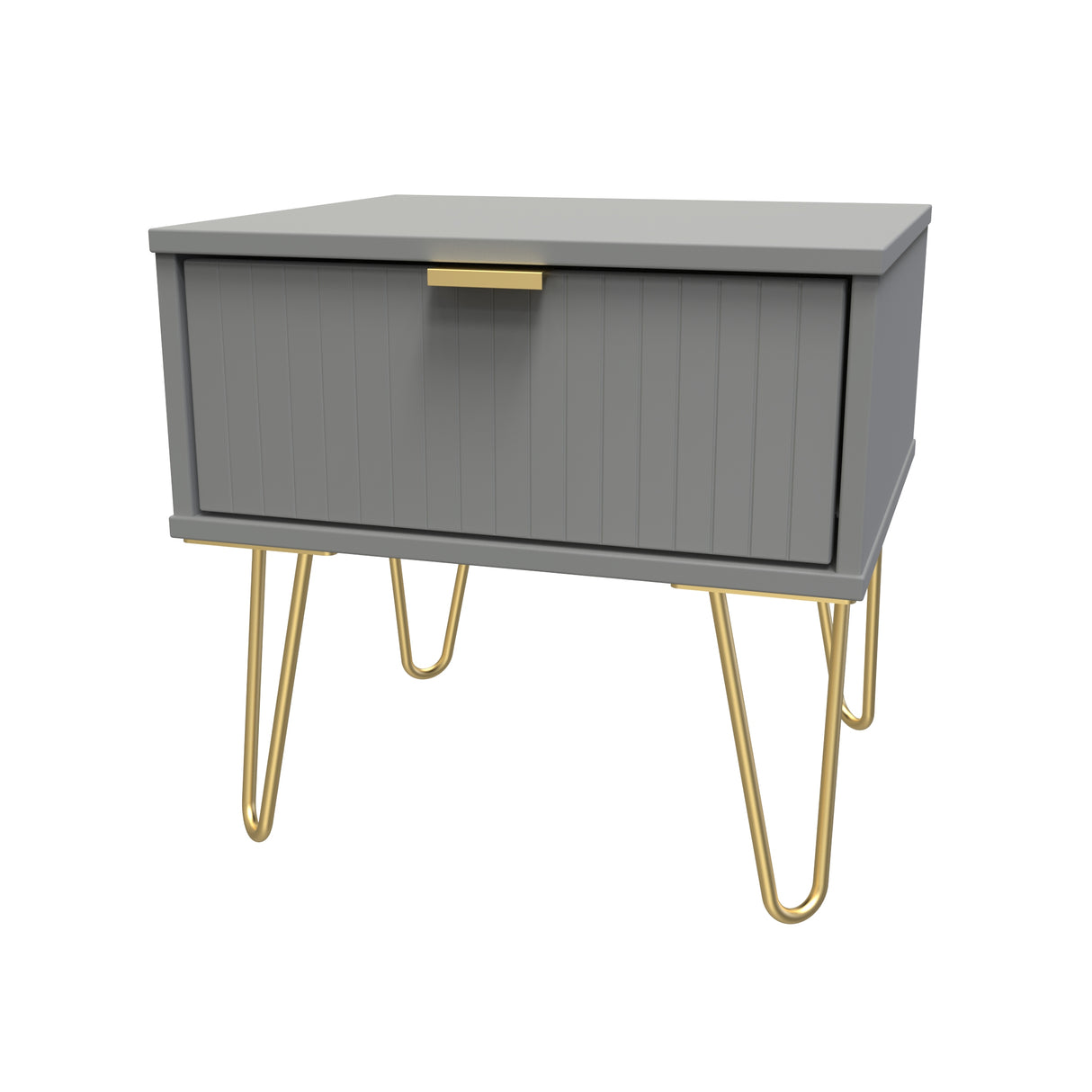 Linear 1 Drawer Bedside Cabinet with Gold Hairpin Legs