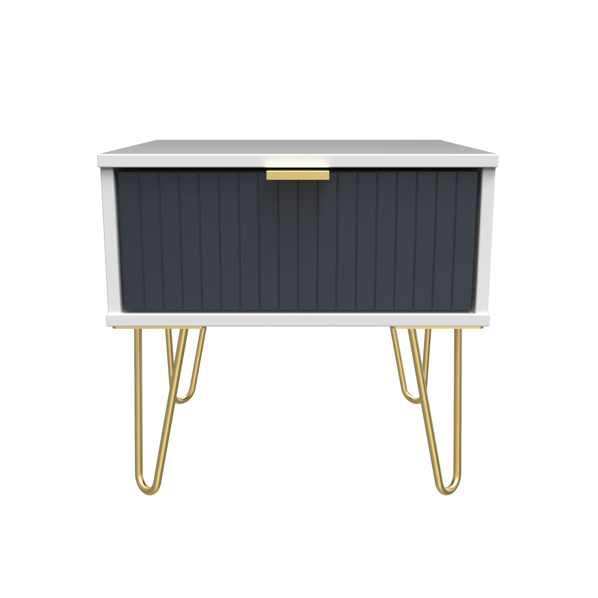 Linear 1 Drawer Bedside Cabinet with Gold Hairpin Legs