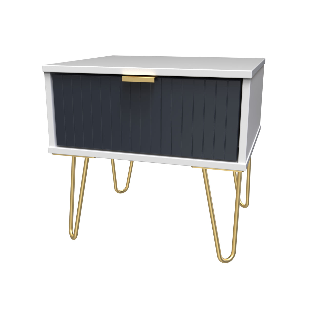 Linear 1 Drawer Bedside Cabinet with Gold Hairpin Legs